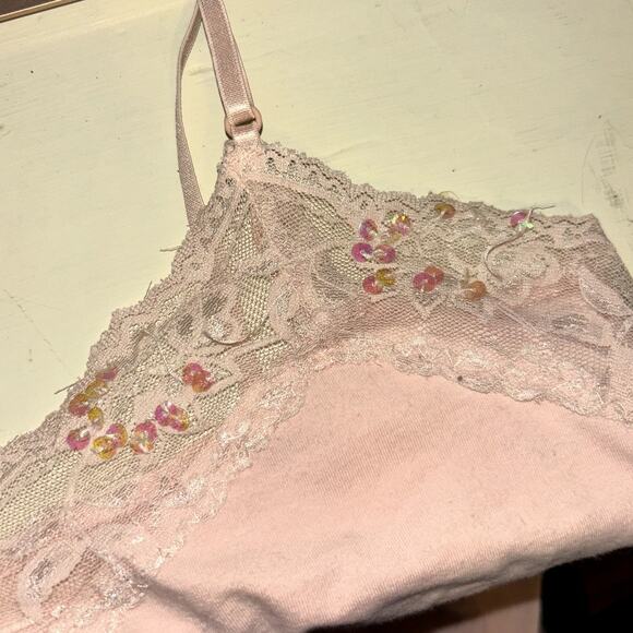 Deb Sequin Lace Cami Light Pink Size Medium Trashy Y2k Trendy Summer Boho Chic - Picture 5 of 8